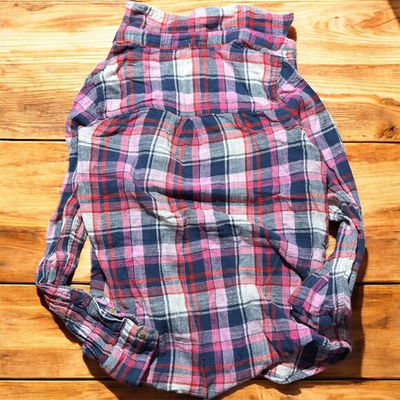 Medium Pink and blue plaid flannel shirt Used Like New Condition Offers #300 - Picture 2 of 3